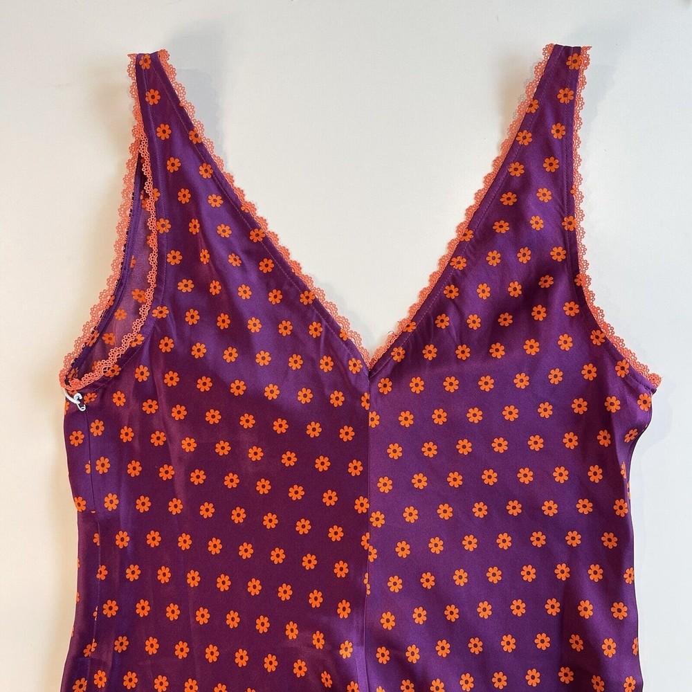 Reformation | Keaton Silk Floral Daisy Print Mini Dress Purple Orange Slip S - Picture 6 of 7